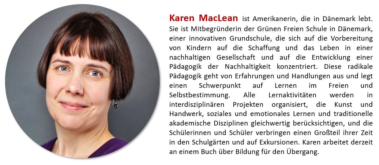 Kontakt zu Karen MacLean - Education for a sustainable tomorrow  - karen@maclean.dk