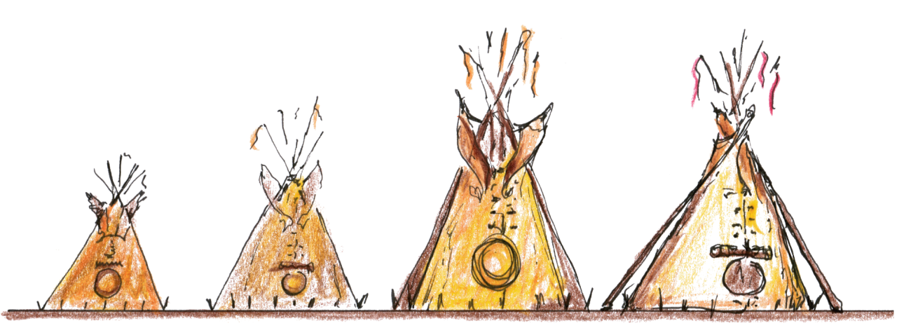 Die Kindheitserinnerung von Didier Moser und Christoph Lang sind erfüllt von Träumen und dem Übernachten in Tipis (Zeichnung Christoph Lang)